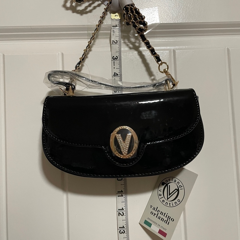 Valentino Black Patent Leather Shoulder Bag - Picture 2 of 10